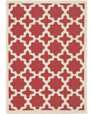 Courtyard CY6913 Red and Bone 5'3" x 7'7" Sisal Weave Outdoor Area Rug