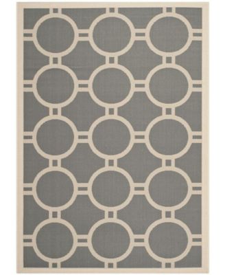 Courtyard CY6924 Anthracite and Beige 5'3" x 7'7" Sisal Weave Outdoor Area Rug