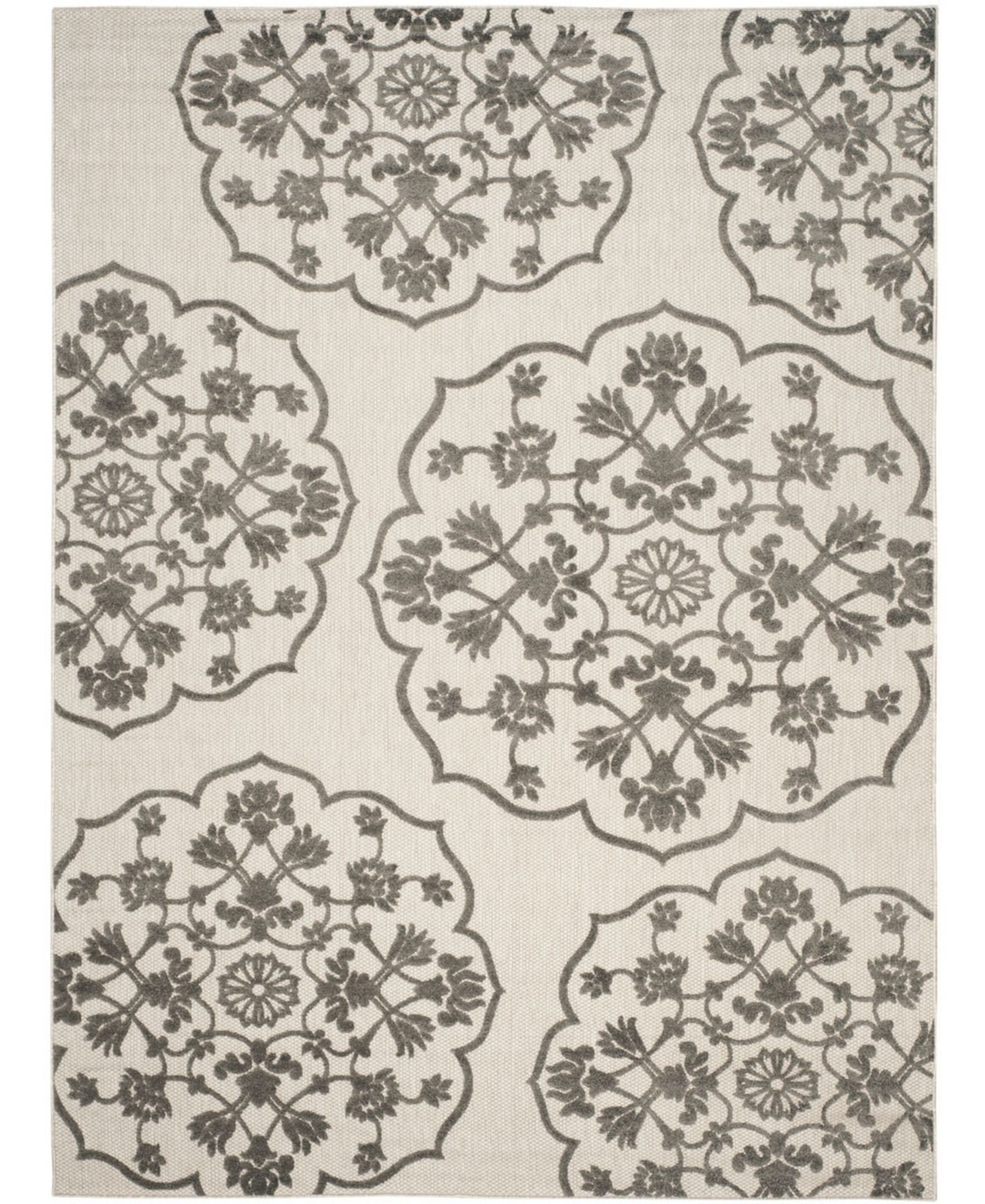 Safavieh Cottage COT912 Cream and Gray 8' x 11'2" Outdoor Area Rug - Cream