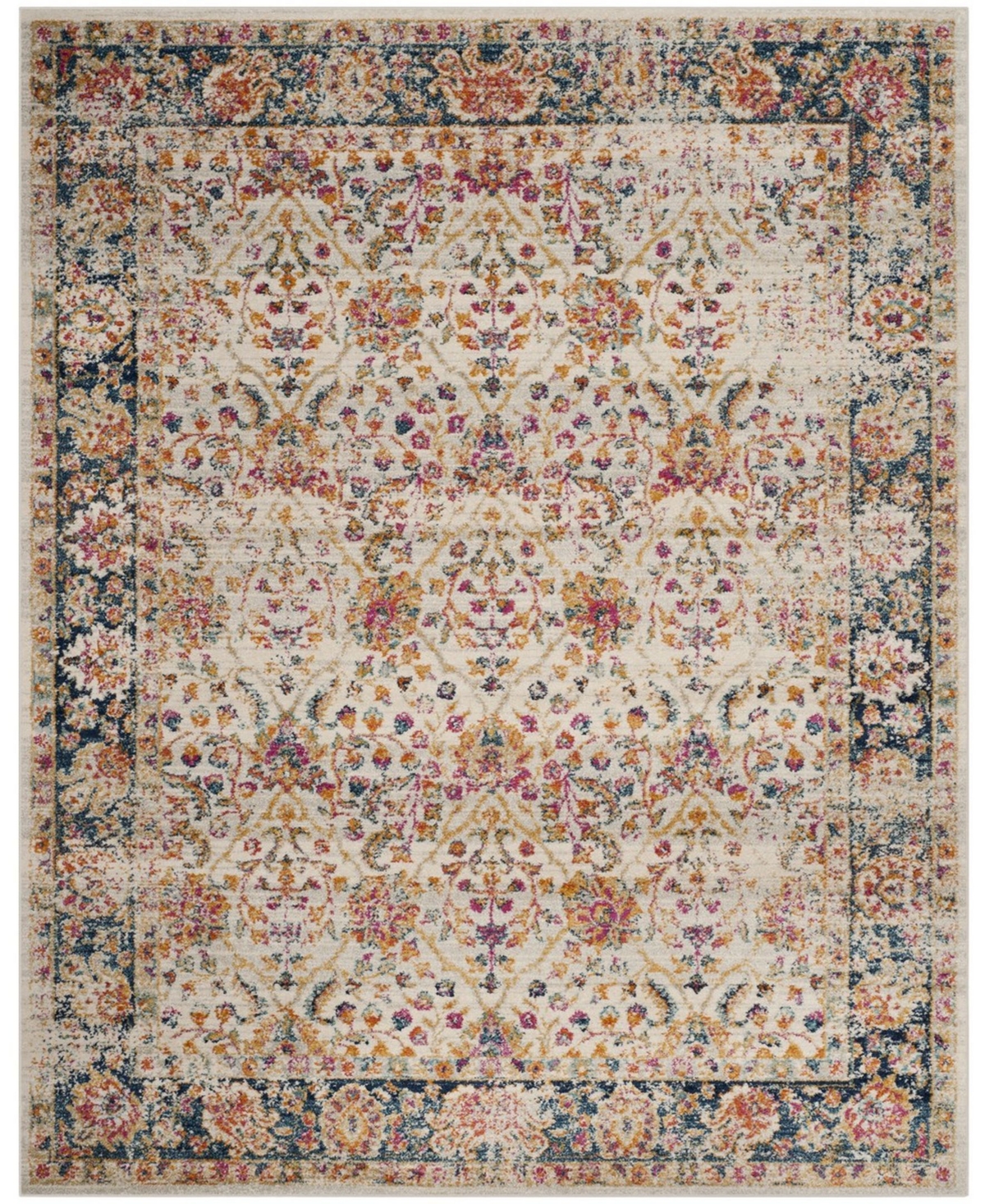Safavieh Madison MAD609D Cream and Navy 8' x 10' Area Rug - Cream
