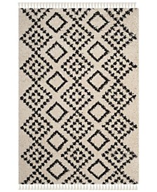 Moroccan Fringe Shag Cream and Charcoal 6'7" X 6'7" Square Area Rug