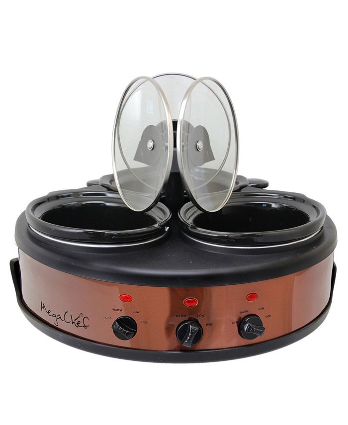 MegaChef Round Triple 1.5 Quart Slow Cooker and Buffet Server in