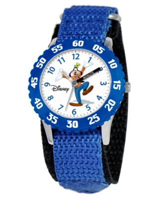 Disney - Kid's Goofy Time Teacher Blue Fabric Strap Watch 31mm W000148