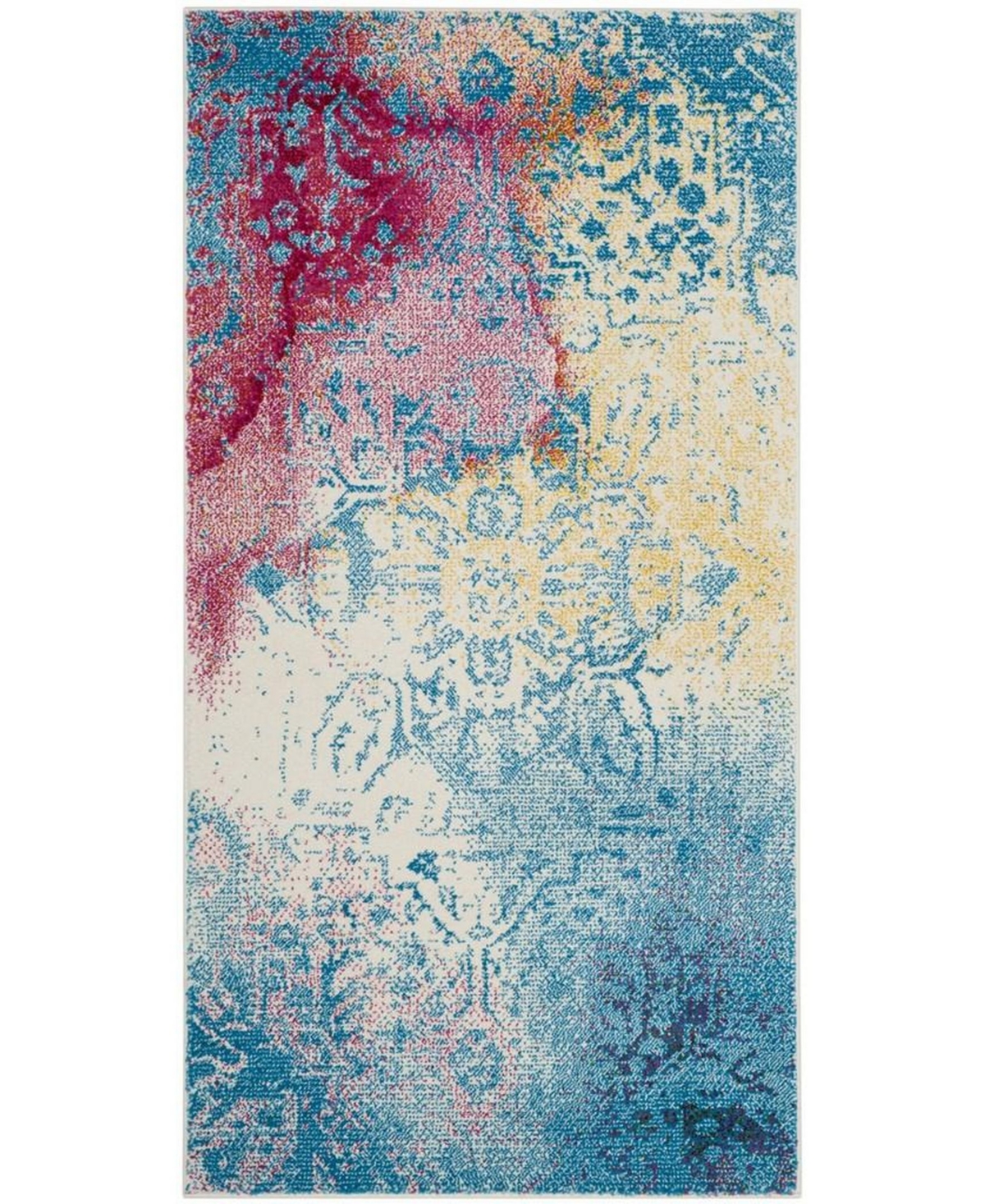 Safavieh Watercolor WTC620and Light Yellow Area Rug - Light Blue