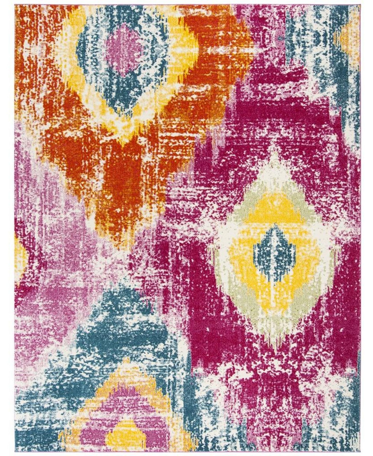 Safavieh Watercolor WTC699and Orange Area Rug - Fuchsia