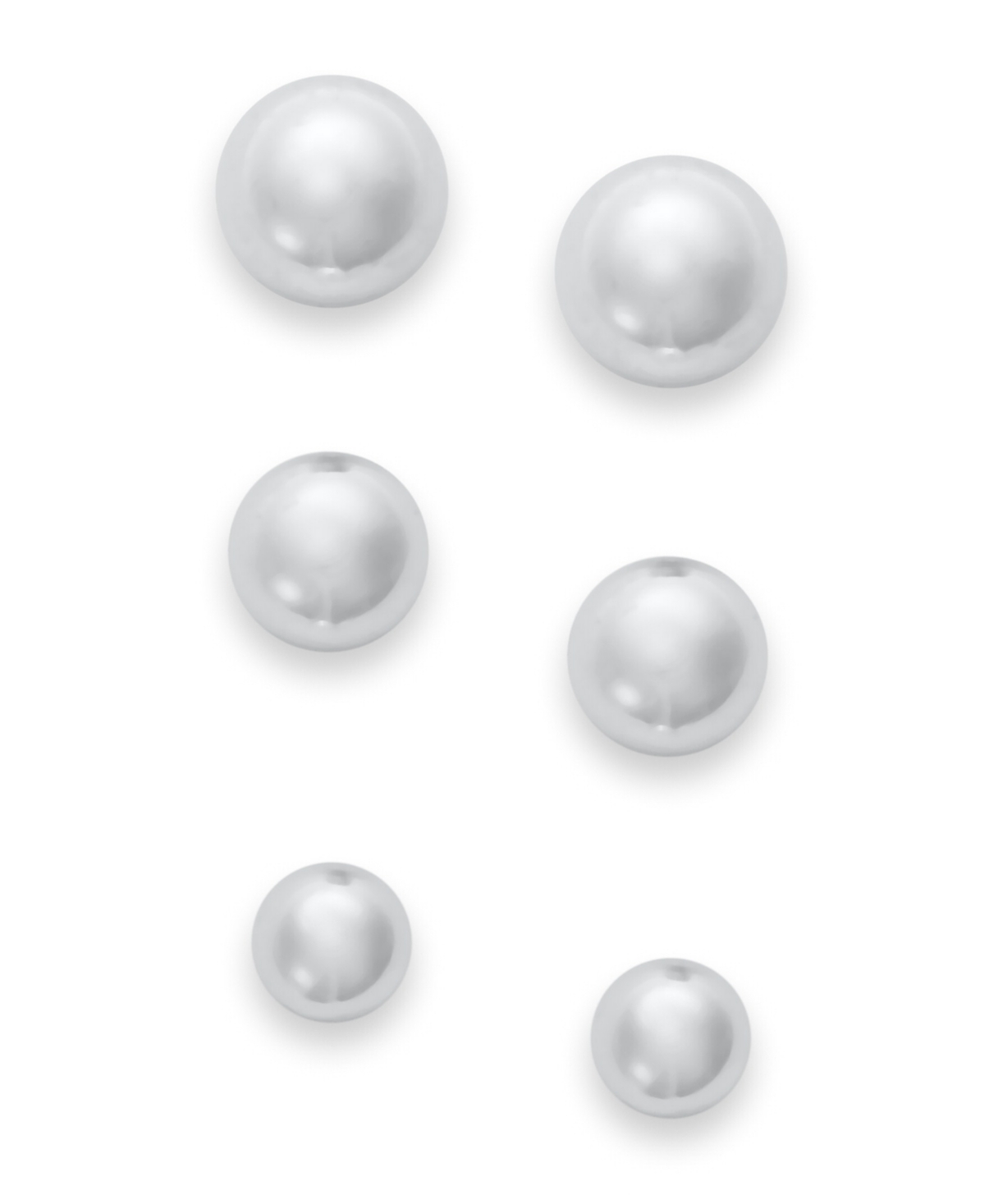 Giani Bernini Set of 3 Ball Stud Earrings in Sterling Silver, Created for Macy's