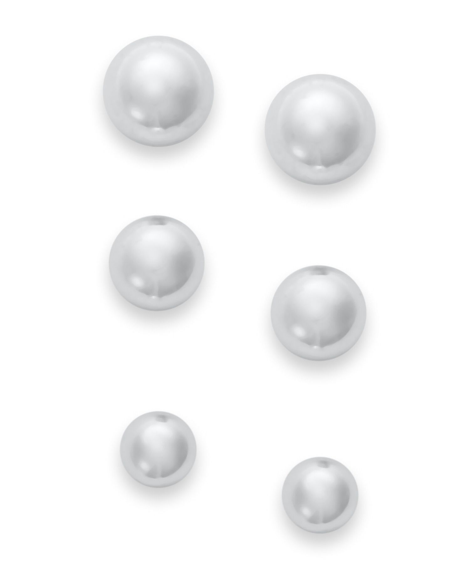 Set of 3 Ball Stud Earrings in Sterling Silver
