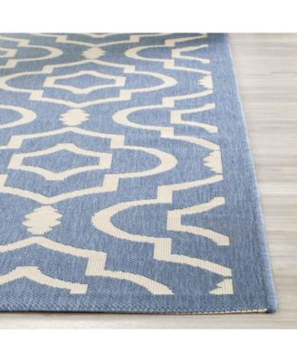 Courtyard CY6926 Blue and Beige 5'3" x 7'7" Sisal Weave Outdoor Area Rug
