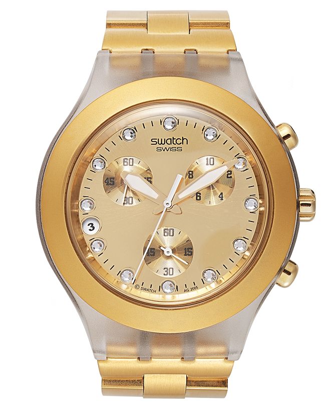 Swatch Watch, Unisex Swiss Chronograph FullBlooded GoldTone Aluminum
