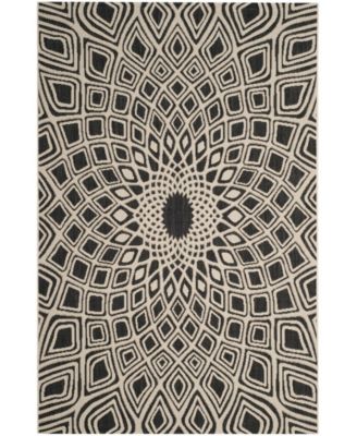 Courtyard CY6616 Black and Beige 5'3" x 7'7" Sisal Weave Outdoor Area Rug