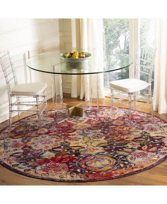 Safavieh Crystal CRS505 Navy and Orange 7' x 7' Round Area Rug - Macy's