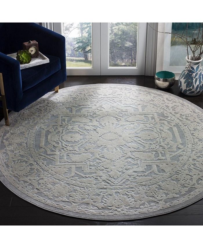 Safavieh Reflection Light Gray and Cream 6'7" x 6'7" Round Area Rug
