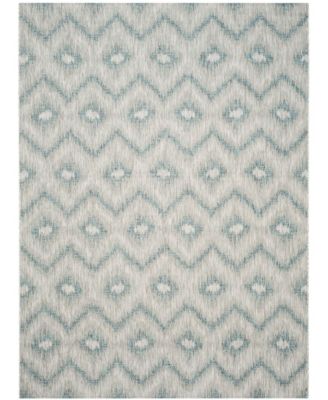 Courtyard CY8463 Gray and Blue 8' x 11' Outdoor Area Rug