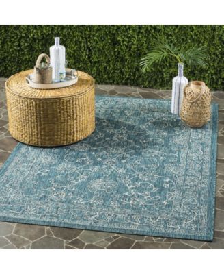Courtyard CY8680 Turquoise 5'3" x 7'7" Sisal Weave Outdoor Area Rug