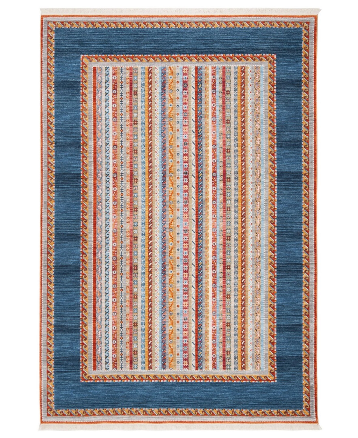 Safavieh Bokhara Blue and Orange 5' x 7'6in Area Rug - Blue