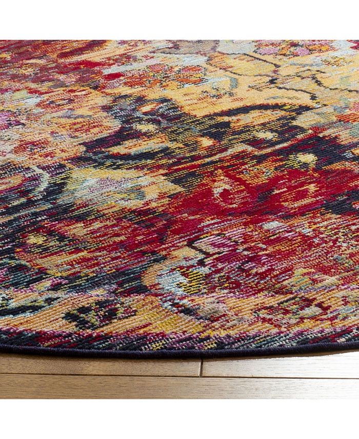 Safavieh Crystal CRS505 Navy and Orange 7' x 7' Round Area Rug - Macy's