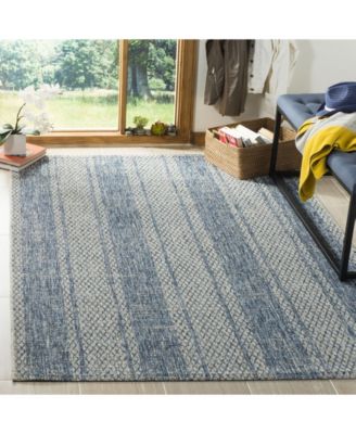 Courtyard CY8736 Light Gray and Blue 5'3" x 7'7" Sisal Weave Outdoor Area Rug