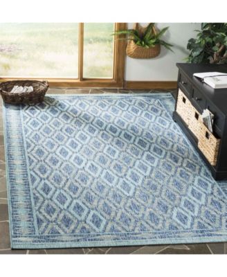 Courtyard CY8531 Navy and Aqua 5'3" x 7'7" Outdoor Area Rug