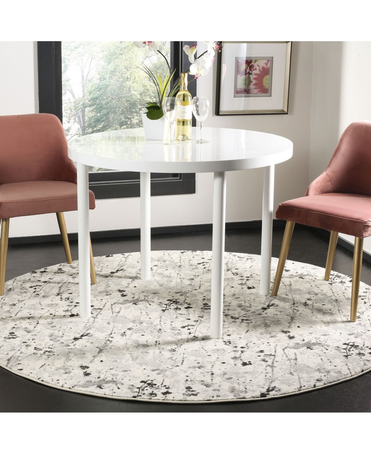 Safavieh Evoke EVK284and Gray Round Area Rug - Ivory