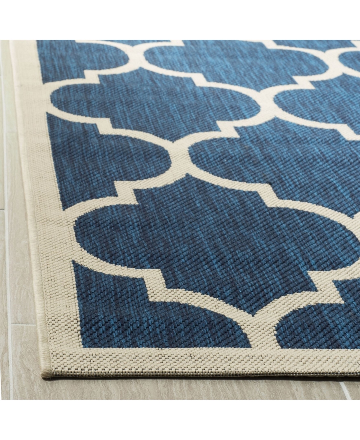 Safavieh Courtyard CY6914 Navy and Beige 5'3" x 7'7" Sisal Weave Outdoor Area Rug