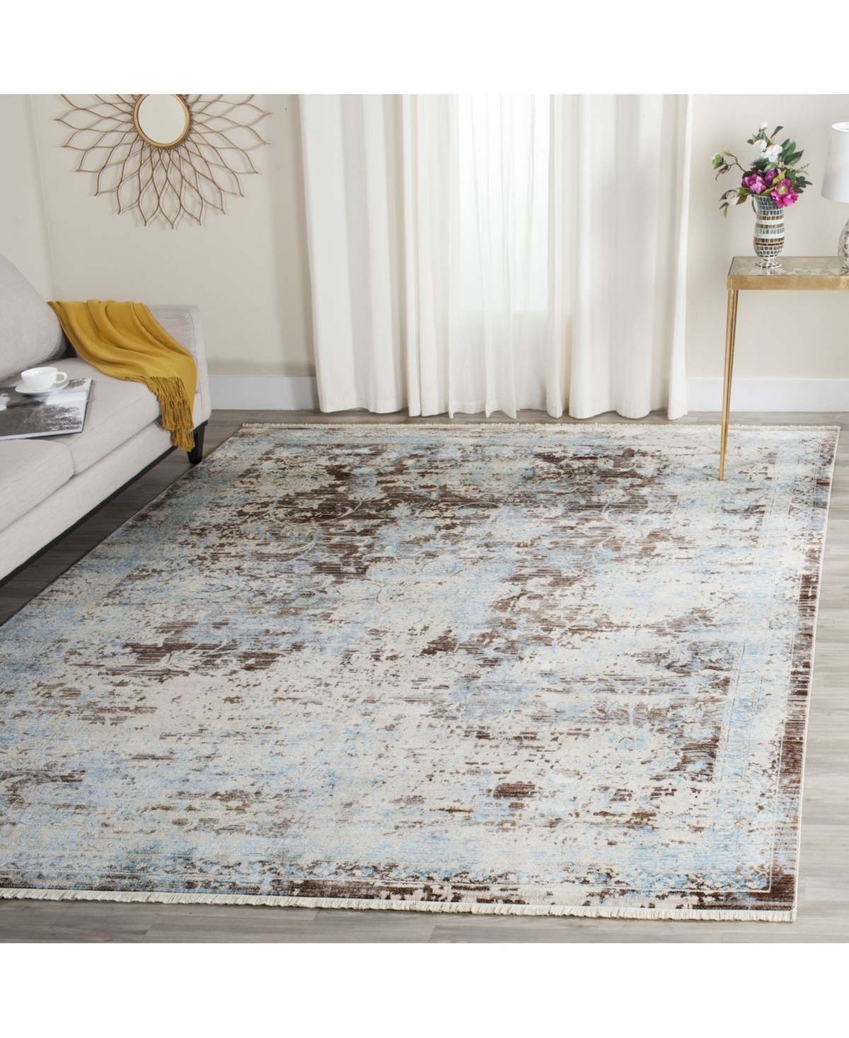 Safavieh Vintage Persian VTP417and Light Blue Area Rug - Brown/ligh