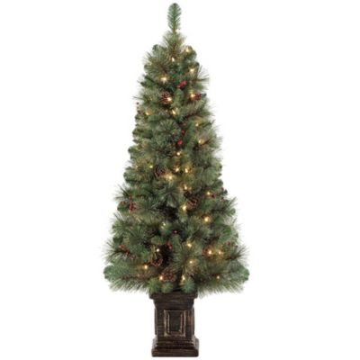 Puleo International 4.5 Ft Pre-lit Premium Potted Artificial Christmas ...