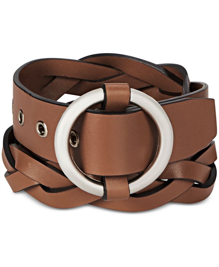 Michael Kors Men's Braided Leather Dress Belt Brown Size 34