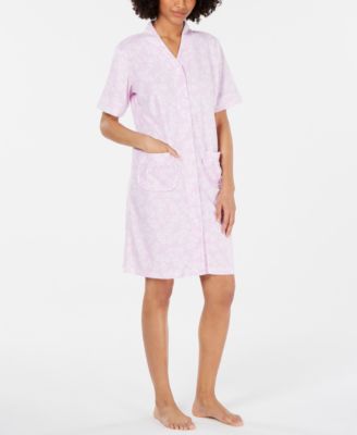 Miss Elaine - Printed Brushed Terry Snap-Front Robe
