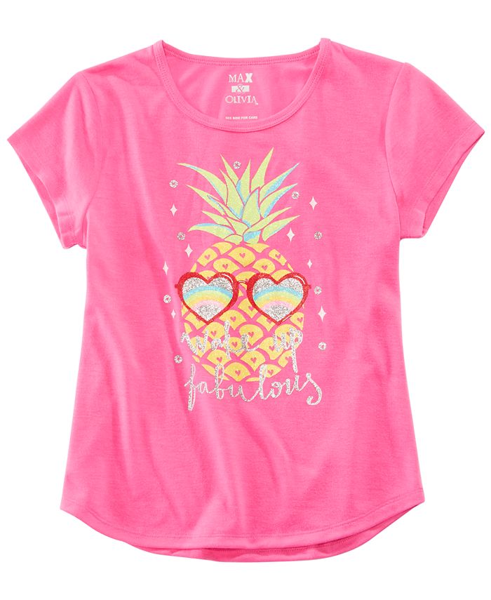 Max & Olivia Little & Big Girls Pineapple-Print Pajama Top, Created for ...