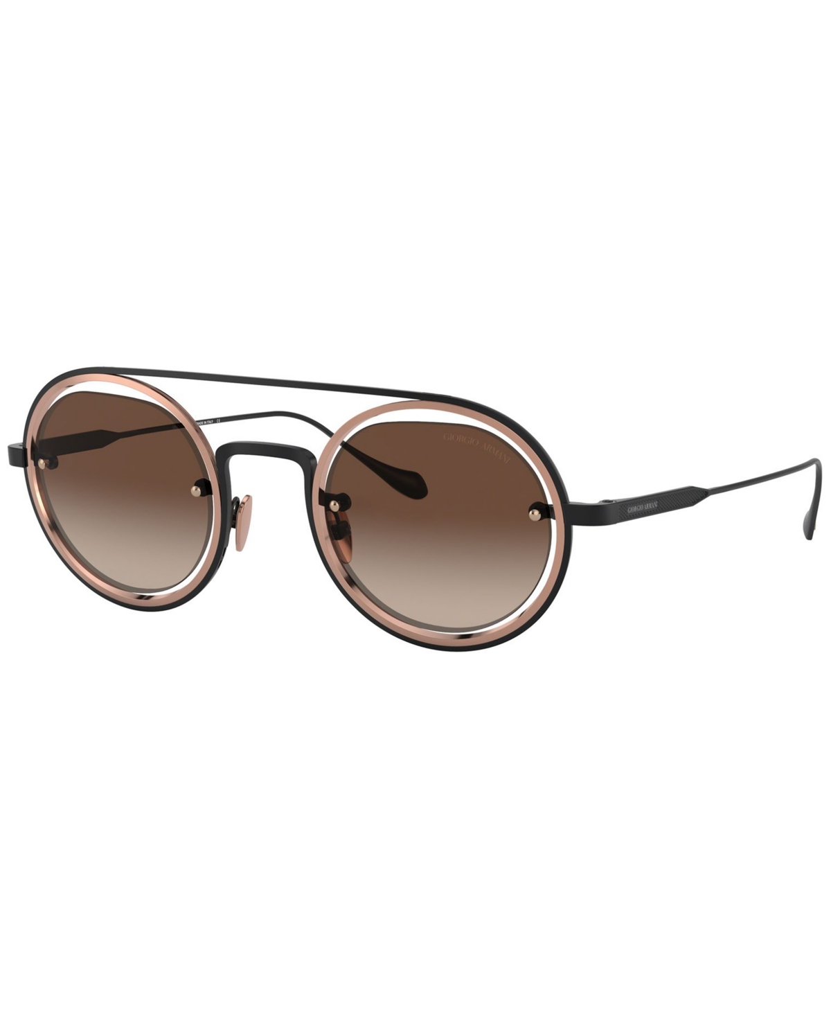 Shop Giorgio Armani Sunglasses, Ar6085 In Matte Black,bronze,brown Gradient