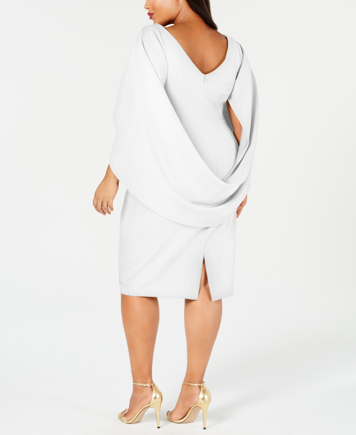 Betsy & Adam Plus Size Ruched Cape Dress