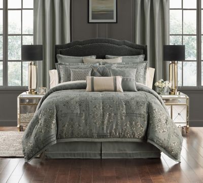 Waterford - DIMITRIOS CHARCOAL REVERSIBLE QUEEN 4 PC. COMFORTER SET