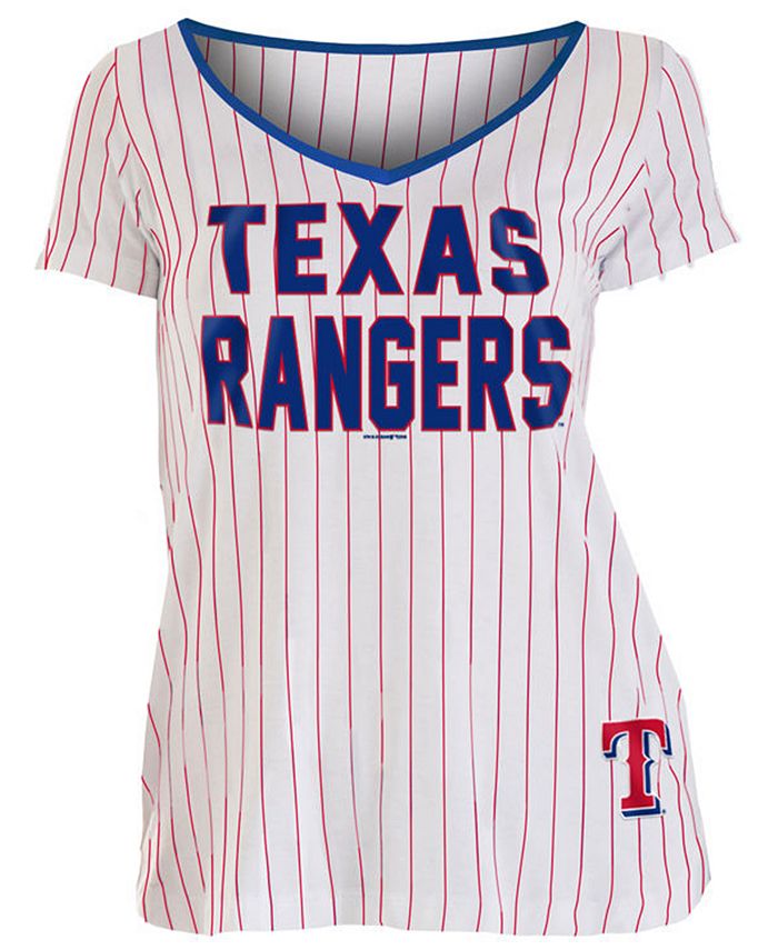 5th & Ocean Women's Texas Rangers Pinstripe V-Neck T-Shirt - Macy's