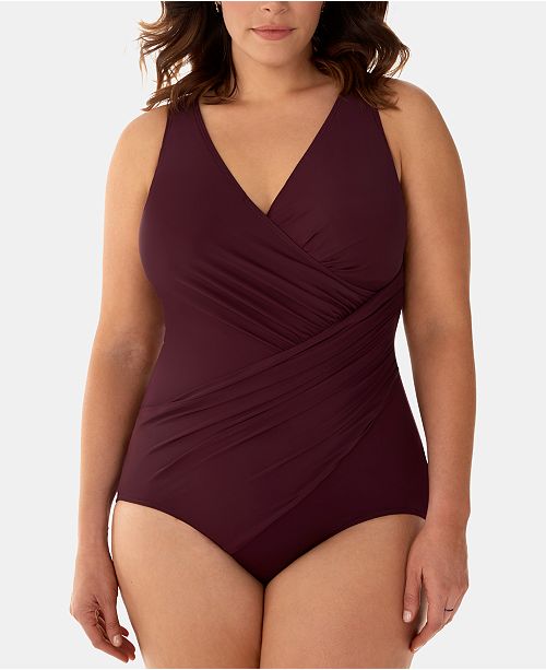 Miraclesuit Plus Size Oceanus Allover Slimming One Piece Swimsuit And Reviews Swimwear Plus 