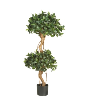 Nearly Natural 4' Sweet Bay Double Ball Topiary Faux Silk Tree In Green