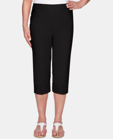 Petite Classic Allure Stretch Clamdigger Pants - Black