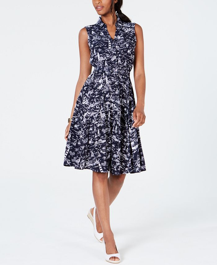 Charter Club Petite Belted Scenic Dress Created for Macy s Macy s