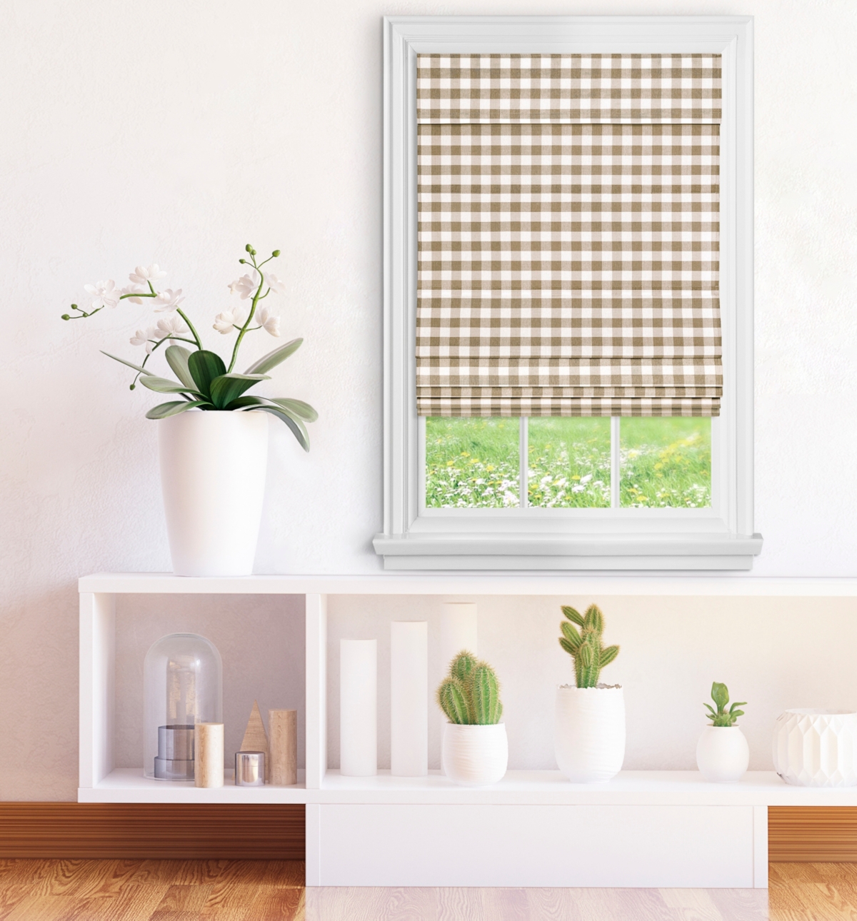Achim Buffalo Check Cordless Roman Window Shade, 36