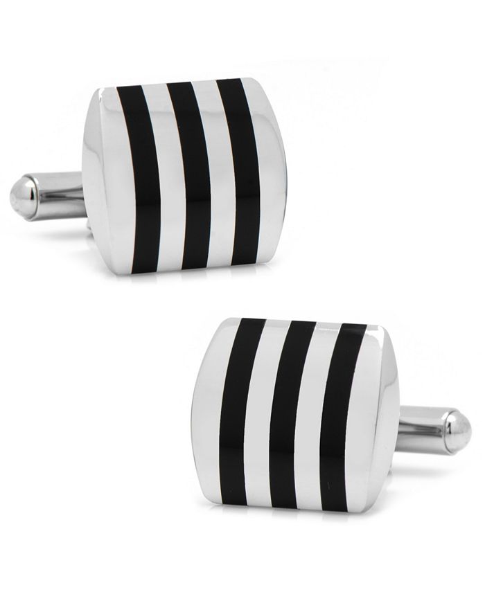 Cufflinks Inc. Stainless Steel Striped Onyx Cufflinks Macy's