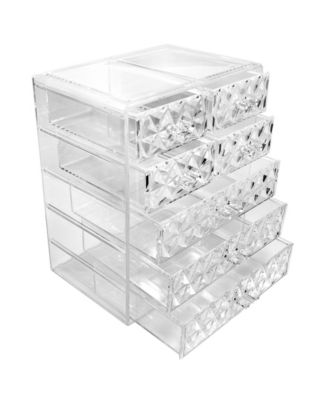 6 Drawer Clear Organizer Case for Cosmetics, Makeup and Jewelry (4 Large, 2 Small Drawers)