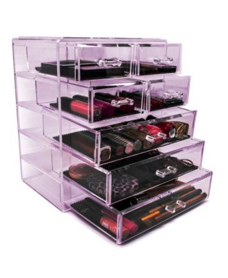 6 Drawer Clear Organizer Case for Cosmetics, Makeup and Jewelry (4 Large, 2 Small Drawers)