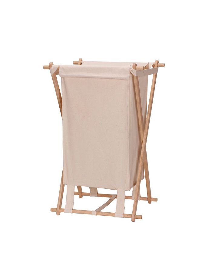 Household Essentials Collapsible Wood X-Frame Laundry Hamper with
