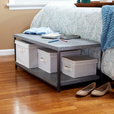 Slate Faux Concrete Coffee Table with Storage Shelf