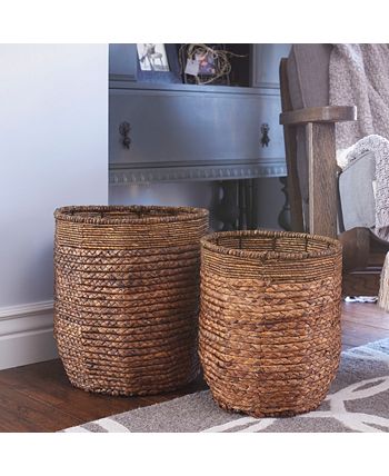 Household Essentials - Rimmed Blended-Weave Wicker Baskets, Set of 2