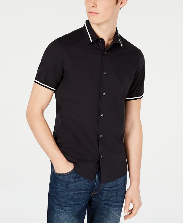 Michael Kors Men's Tipped Collar Shirt, Created for Macy's & Reviews ...