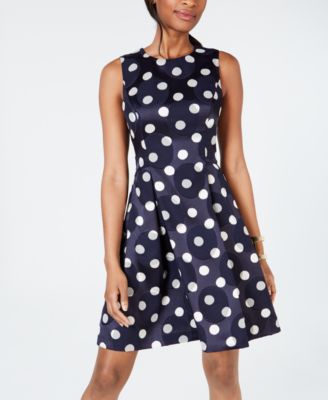 Vince Camuto Novelty Dot Fit & Flare Dress