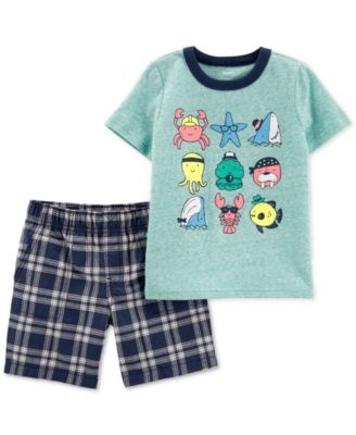 Carter's - Baby Boys 2-Pc. Graphic-Print T-Shirt & Plaid Shorts Set