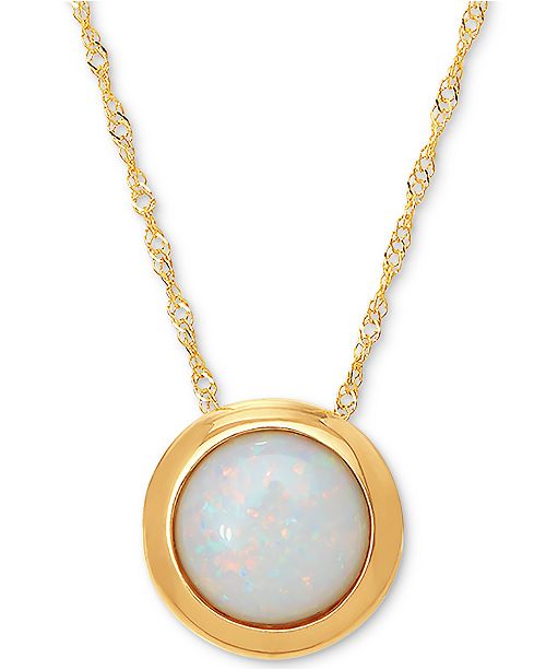 Macy S Opal Birthstone 18 Bezel Pendant Necklace In 14k Gold Reviews Necklaces Jewelry Watches Macy S