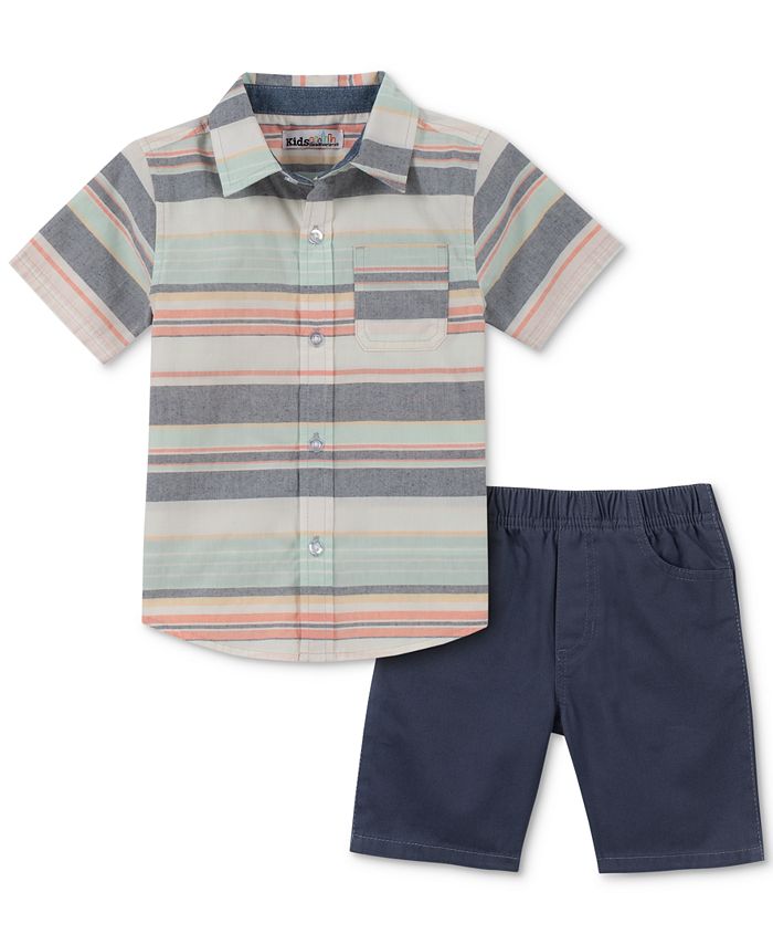 Earth Wood Kids Headquarters Baby Boys 2-Pc. Striped Shirt & Shorts Set ...