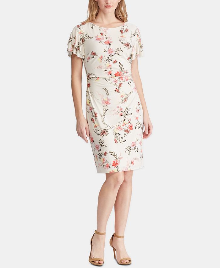 Lauren Ralph Lauren Floral-Print Ruched Dress - Macy's